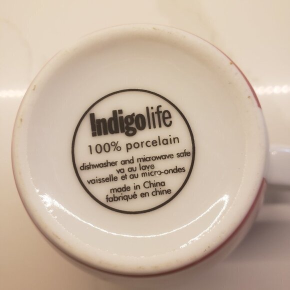 INDIGO LIFE Coffee Tea Mug Cup Red White Holly Leaves Christmas Porcela… - Picture 5 of 6